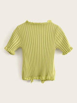 Ruffled Ribbed Cropped Cardigan - INS | Online Fashion Free Shipping Clothing, Dresses, Tops, Shoes