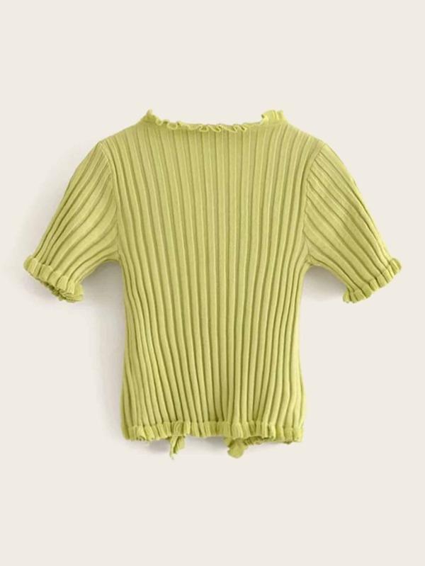 Ruffled Ribbed Cropped Cardigan - INS | Online Fashion Free Shipping Clothing, Dresses, Tops, Shoes