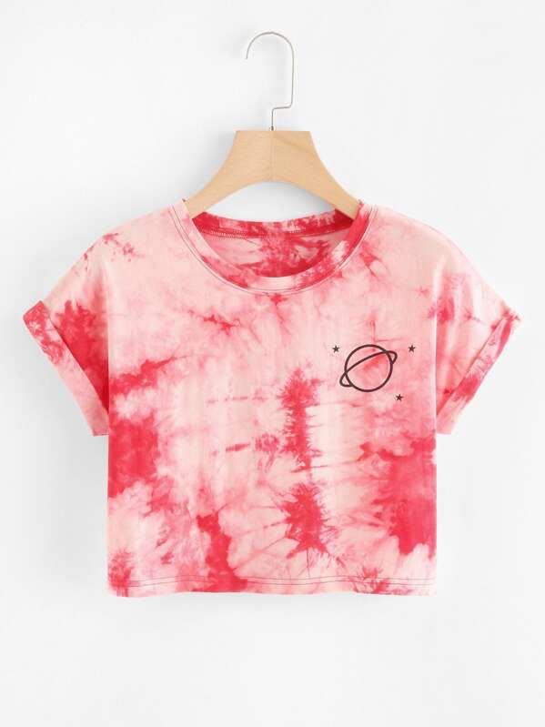 Saturn Graphic Tie-Dye Tee - INS | Online Fashion Free Shipping Clothing, Dresses, Tops, Shoes