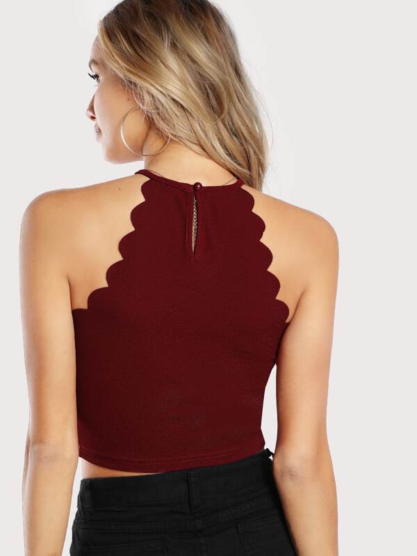 Scallop Trim Halter Top - INS | Online Fashion Free Shipping Clothing, Dresses, Tops, Shoes