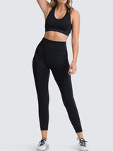 Seamless Yoga 2 pcs Set - Yoga Set - INS | Online Fashion Free Shipping Clothing, Dresses, Tops, Shoes - 15/03/2021 - Autumn - Black