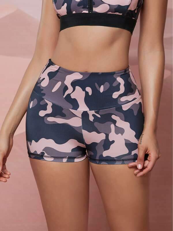 Seomiscky Wide Waistband Camo Sports Shorts - INS | Online Fashion Free Shipping Clothing, Dresses, Tops, Shoes