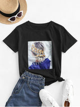 Sequined Figure Patch Tee - INS | Online Fashion Free Shipping Clothing, Dresses, Tops, Shoes