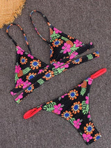 Sexy Floral Print Split Bikini Suit - Bikinis - INS | Online Fashion Free Shipping Clothing, Dresses, Tops, Shoes - 16/03/2021 - Beach - Bikini