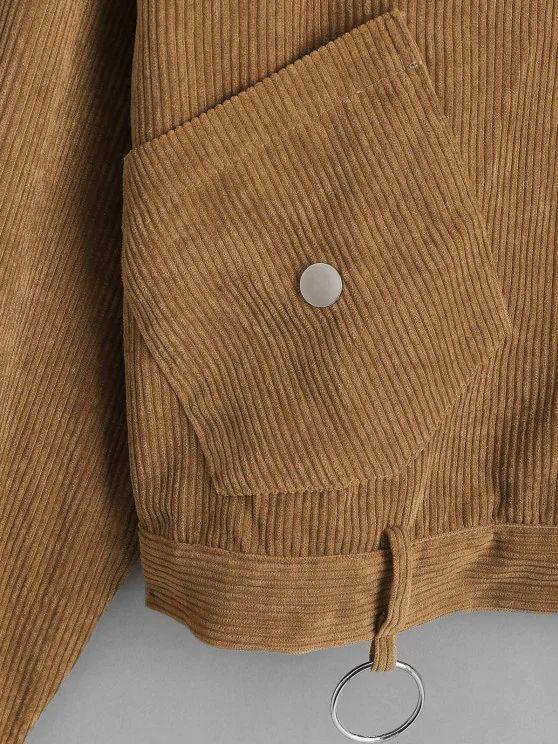 Shearling Lined O Ring Corduroy Jacket - INS | Online Fashion Free Shipping Clothing, Dresses, Tops, Shoes
