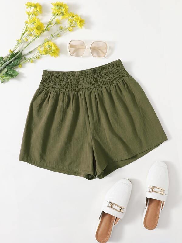 Shirred Wide Waistband Shorts - INS | Online Fashion Free Shipping Clothing, Dresses, Tops, Shoes