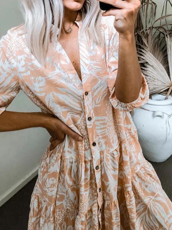 Shirt Collar Short Sleeve Printed Dress - Mini Dresses - INS | Online Fashion Free Shipping Clothing, Dresses, Tops, Shoes - 01/07/2021 - 30-40 - Category_Mini Dresses