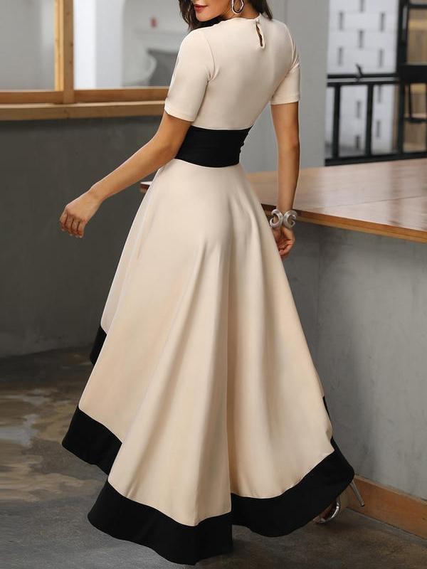 Short Sleeve A-line Asymmetric Party Elegant Dress - Midi Dresses - INS | Online Fashion Free Shipping Clothing, Dresses, Tops, Shoes - 07/06/2021 - Category_Midi Dresses - Color_Apricot