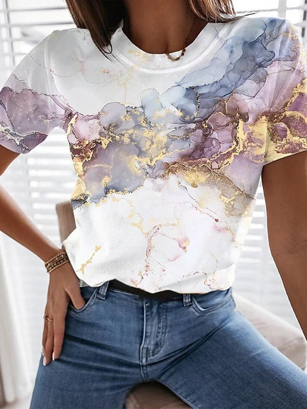 Short Sleeve Round Neck Print Simple T-Shirt - T-Shirts - INS | Online Fashion Free Shipping Clothing, Dresses, Tops, Shoes - 19/06/2021 - 20-30 - color-pink