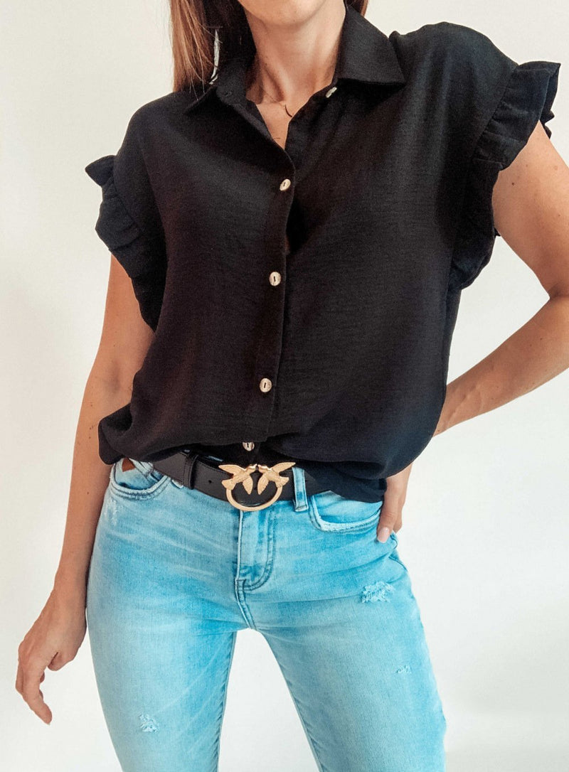 Short Sleeve Ruffled Single-Breasted Blouses - Blouses - INS | Online Fashion Free Shipping Clothing, Dresses, Tops, Shoes - 14/07/2021 - 20-30 - BLO2107141190