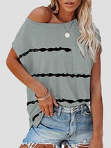 Short Sleeve Striped Printed Pocket Casual Round Neck T-shirt - T-Shirts - INS | Online Fashion Free Shipping Clothing, Dresses, Tops, Shoes - 02/06/2021 - Category_T-Shirts - Color_Black