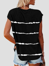 Short Sleeve Striped Printed Pocket Casual Round Neck T-shirt - T-Shirts - INS | Online Fashion Free Shipping Clothing, Dresses, Tops, Shoes - 02/06/2021 - Category_T-Shirts - Color_Black