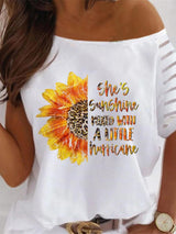 Short Sleeve Sunflower Letter Print Loose T-shirt - T-Shirts - INS | Online Fashion Free Shipping Clothing, Dresses, Tops, Shoes - 05/06/2021 - Category_T-Shirts - Color_White