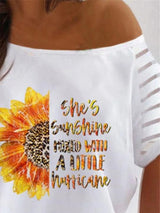 Short Sleeve Sunflower Letter Print Loose T-shirt - T-Shirts - INS | Online Fashion Free Shipping Clothing, Dresses, Tops, Shoes - 05/06/2021 - Category_T-Shirts - Color_White