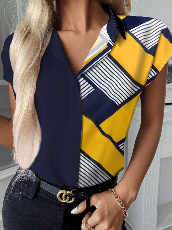 Short-sleeved Irregular Striped Blouses - Blouses - INS | Online Fashion Free Shipping Clothing, Dresses, Tops, Shoes - 17/06/2021 - 20-30 - Blouses