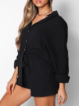 Single-breasted Cardigan Top & High Waist Shorts Two-piece Set - Sets - INS | Online Fashion Free Shipping Clothing, Dresses, Tops, Shoes - 14/07/2021 - 30-40 - Bottoms