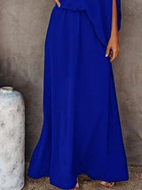 Slant Collar Off The Shoulder Side Slit Dress - Maxi Dresses - INS | Online Fashion Free Shipping Clothing, Dresses, Tops, Shoes - 05/07/2021 - 30-40 - Category_Maxi Dresses