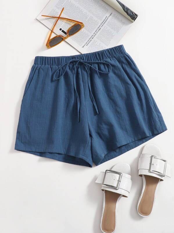 Slant Pocket Knot Waist Shorts - INS | Online Fashion Free Shipping Clothing, Dresses, Tops, Shoes