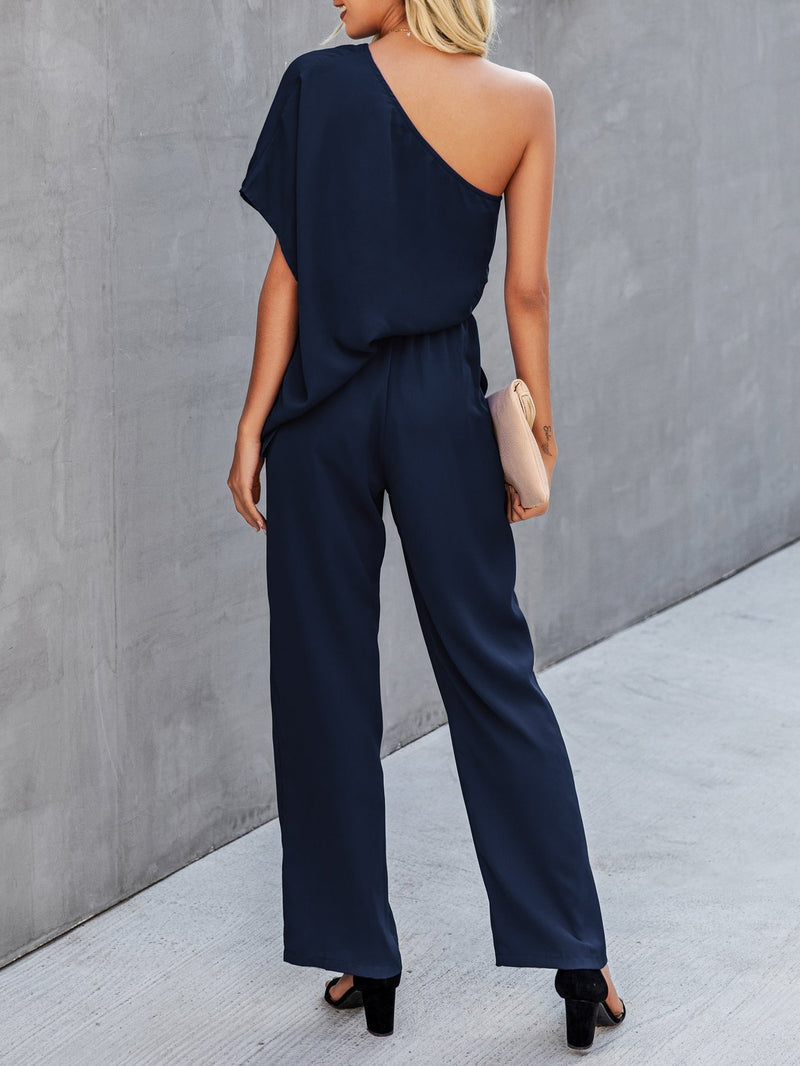 Slant Shoulder Solid Loose Jumpsuit - Jumpsuit & Rompers - INS | Online Fashion Free Shipping Clothing, Dresses, Tops, Shoes - 02/07/2021 - 30-40 - Bottoms