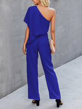 Slant Shoulder Solid Loose Jumpsuit - Jumpsuit & Rompers - INS | Online Fashion Free Shipping Clothing, Dresses, Tops, Shoes - 02/07/2021 - 30-40 - Bottoms