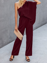 Slant Shoulder Solid Loose Jumpsuit - Jumpsuit & Rompers - INS | Online Fashion Free Shipping Clothing, Dresses, Tops, Shoes - 02/07/2021 - 30-40 - Bottoms