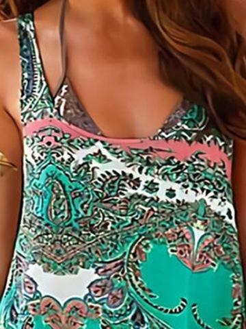 Sleeveless Casual Printed Suspender Dress - Mini Dresses - INS | Online Fashion Free Shipping Clothing, Dresses, Tops, Shoes - 10-20 - 19/06/2021 - color-blue