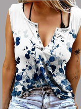 Sleeveless Casual Printed V-Neck Tank Top - Tank Tops - INS | Online Fashion Free Shipping Clothing, Dresses, Tops, Shoes - 11/06/2021 - Category_Tank Tops - Color_Blue