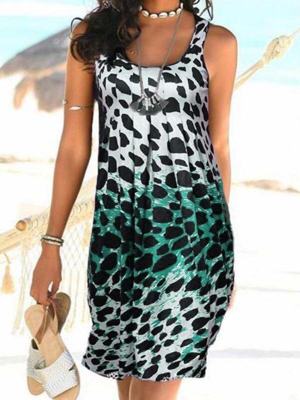 Sleeveless Leopard Gradient Sling Dress - Mini Dresses - INS | Online Fashion Free Shipping Clothing, Dresses, Tops, Shoes - 10-20 - 27/07/2021 - color-black