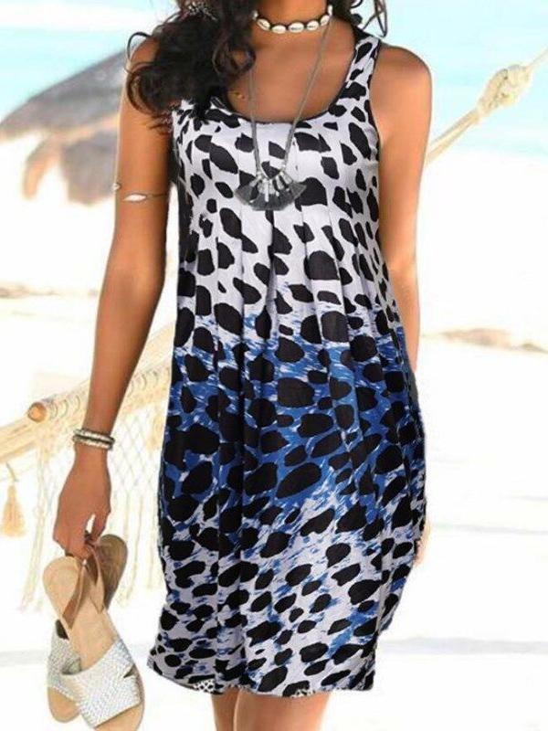 Sleeveless Leopard Gradient Sling Dress - Mini Dresses - INS | Online Fashion Free Shipping Clothing, Dresses, Tops, Shoes - 10-20 - 27/07/2021 - color-black