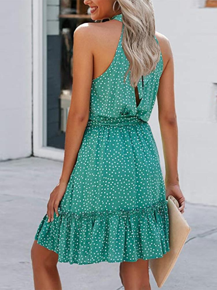 Sleeveless Off Shoulder Polka-dot Print Dress - Mini Dresses - INS | Online Fashion Free Shipping Clothing, Dresses, Tops, Shoes - 20-30 - 30/06/2021 - color-apricot