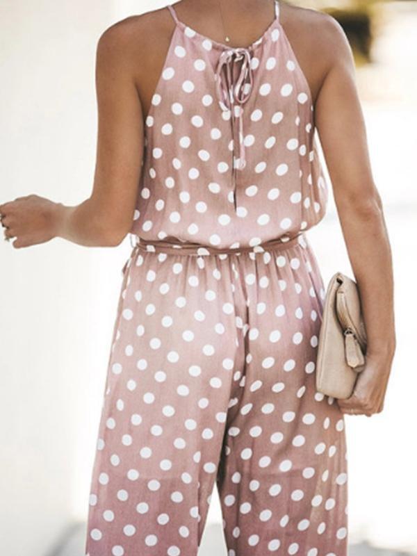 Sleeveless Polka Dot Belt Jumpsuit - Jumpsuit & Rompers - INS | Online Fashion Free Shipping Clothing, Dresses, Tops, Shoes - 16/06/2021 - 20-30 - Bottoms