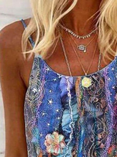 Sleeveless Printed Scoop Neck Casual Tank Top - Tank Tops - INS | Online Fashion Free Shipping Clothing, Dresses, Tops, Shoes - 10-20 - 15/07/2021 - color-purple