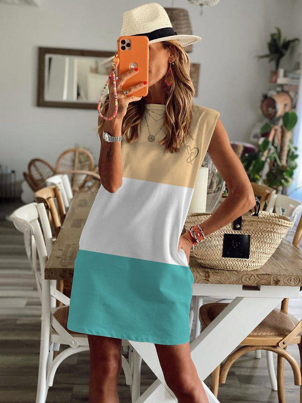 Sleeveless Pullover Skirt With Contrast Stitching - Mini Dresses - INS | Online Fashion Free Shipping Clothing, Dresses, Tops, Shoes - 20-30 - 26/07/2021 - color-green