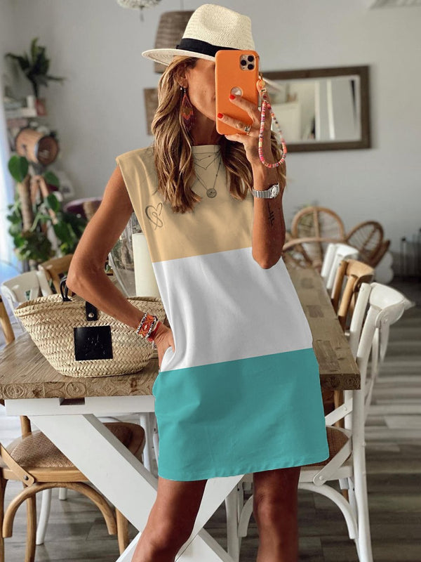 Sleeveless Pullover Skirt With Contrast Stitching - Mini Dresses - INS | Online Fashion Free Shipping Clothing, Dresses, Tops, Shoes - 20-30 - 26/07/2021 - color-green