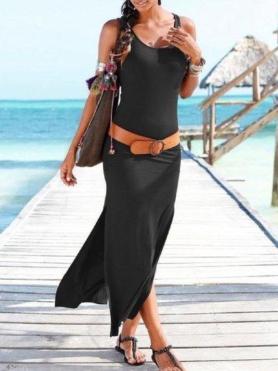 Sleeveless Round Neck Casual Dress - Maxi Dresses - INS | Online Fashion Free Shipping Clothing, Dresses, Tops, Shoes - 10-20 - 30/06/2021 - Category_Maxi Dresses