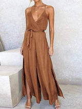 Sleeveless Sling Top Jumpsuit With Slits - Jumpsuits & Rompers - INS | Online Fashion Free Shipping Clothing, Dresses, Tops, Shoes - 22/06/2021 - 30-40 - Bottom