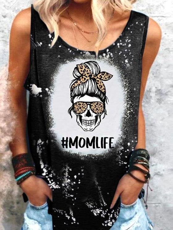 Sleeveless U-neck Printed Casual Vest - Tank Tops - INS | Online Fashion Free Shipping Clothing, Dresses, Tops, Shoes - 10-20 - 25/06/2021 - color-black