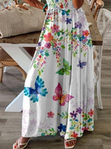 Sleeveless V-Neck Butterfly Print Dress - Maxi Dresses - INS | Online Fashion Free Shipping Clothing, Dresses, Tops, Shoes - 21/07/2021 - 30-40 - Category_Maxi Dresses