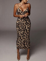 Sleeveless V-neck Leopard Print Dress With Sling - Midi Dresses - INS | Online Fashion Free Shipping Clothing, Dresses, Tops, Shoes - 09/07/2021 - 10-20 - color-leopard