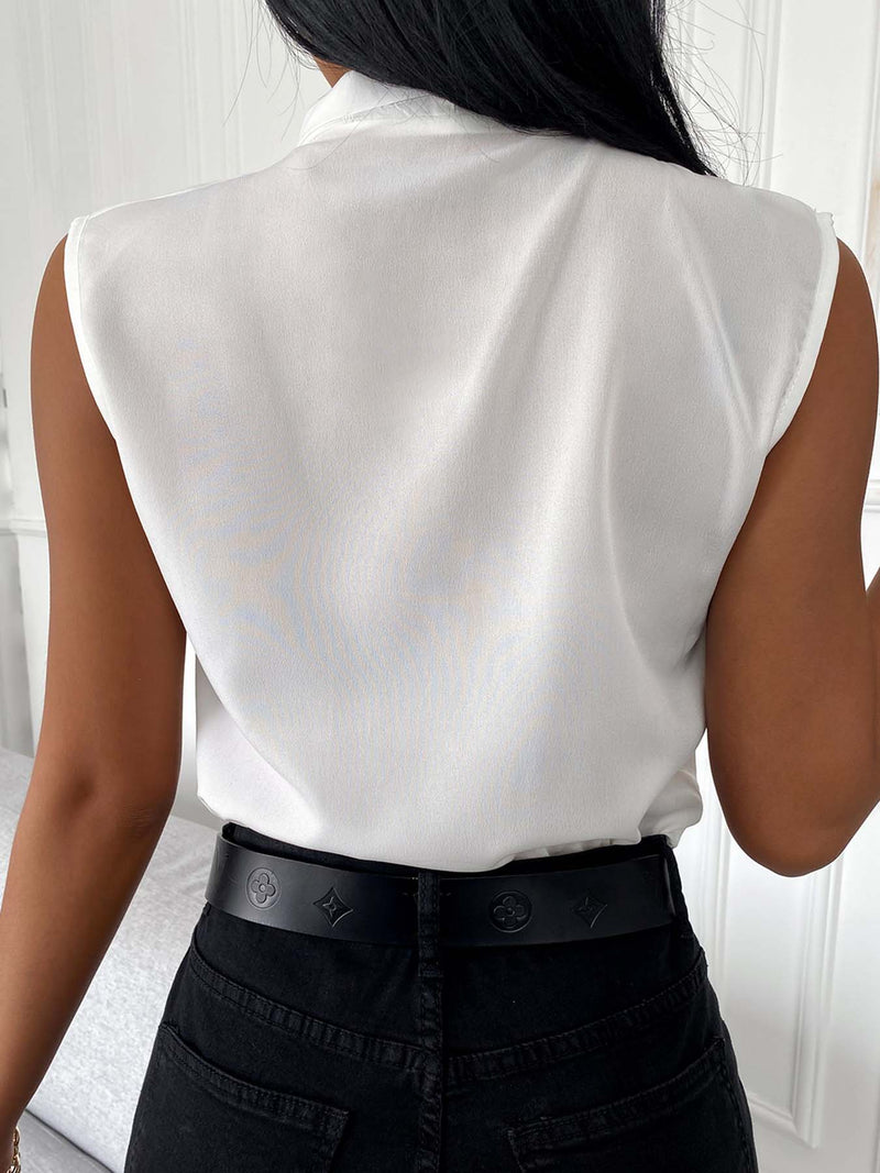 Sleeveless V-Neck Plain Casual Top - Blouses - INS | Online Fashion Free Shipping Clothing, Dresses, Tops, Shoes - 30/04/2021 - BLO210430033 - Blouses