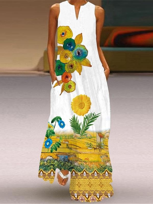 Sleeveless V-Neck Printed Casual Dress - Maxi Dresses - INS | Online Fashion Free Shipping Clothing, Dresses, Tops, Shoes - 19/06/2021 - 20-30 - Category_Maxi Dresses