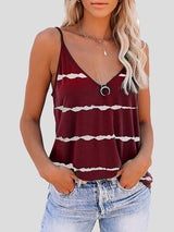 Sleeveless V-neck Striped Print Tank Top - Tank Tops - INS | Online Fashion Free Shipping Clothing, Dresses, Tops, Shoes - 05/07/2021 - 10-20 - color-army-green