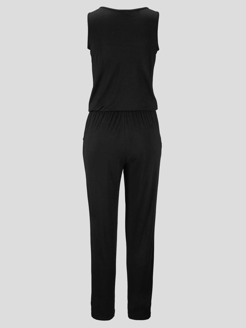 Sleeveless Zipper V-neck Solid Jumpsuit - Jumpsuit & Rompers - INS | Online Fashion Free Shipping Clothing, Dresses, Tops, Shoes - 16/07/2021 - 20-30 - Bottoms