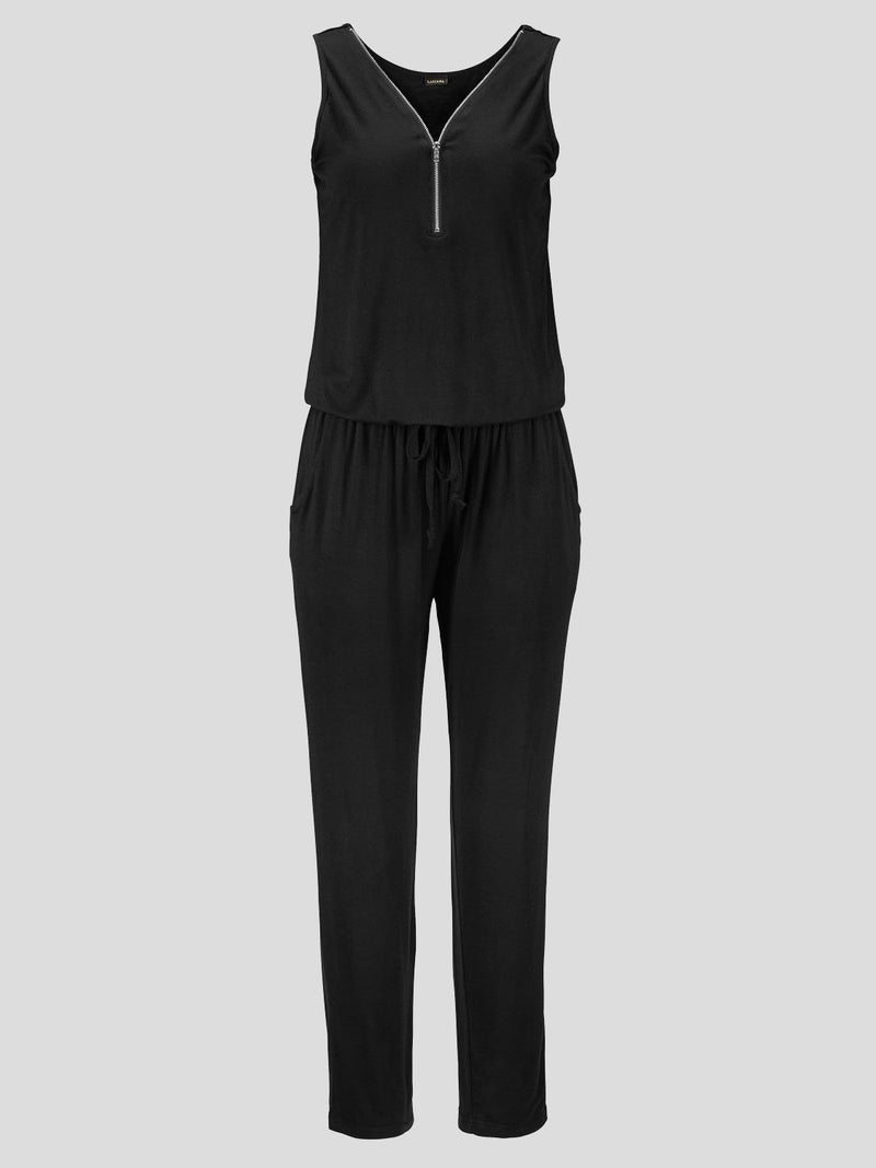 Sleeveless Zipper V-neck Solid Jumpsuit - Jumpsuit & Rompers - INS | Online Fashion Free Shipping Clothing, Dresses, Tops, Shoes - 16/07/2021 - 20-30 - Bottoms