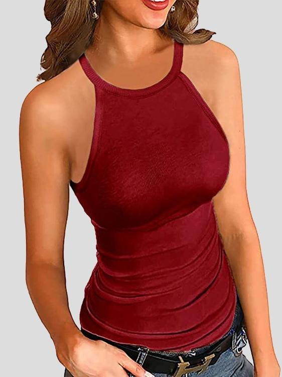 Slim-fit Solid Halter Sleeveless Vest - Tank Tops - INS | Online Fashion Free Shipping Clothing, Dresses, Tops, Shoes - 07/07/2021 - 10-20 - color-apricot