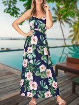 Slim Floral Sling Dress - Maxi Dresses - INS | Online Fashion Free Shipping Clothing, Dresses, Tops, Shoes - 20-30 - 22/06/2021 - color-blue