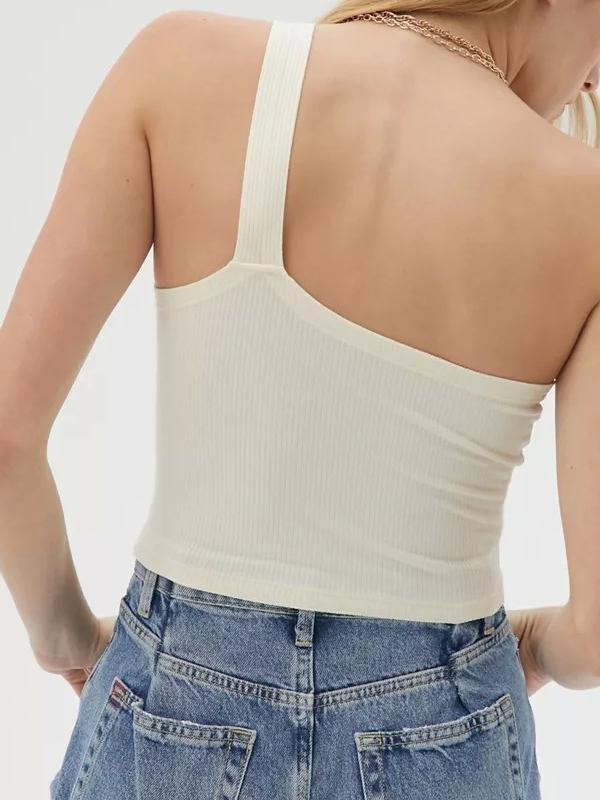 Slim One-shoulder Open Back Short Shirt - Blouses - INS | Online Fashion Free Shipping Clothing, Dresses, Tops, Shoes - 14/04/2021 - BLO210414202 - Blouses