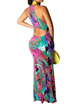 Slim Print Beach Evening Maxi Dress - Maxi Dresses - INS | Online Fashion Free Shipping Clothing, Dresses, Tops, Shoes - 14/05/2021 - 140521 - Color_Blue