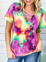 Slim Slimming Tie-dye Short-sleeved T-shirt - T-shirts - INS | Online Fashion Free Shipping Clothing, Dresses, Tops, Shoes - 10-20 - 29/06/2021 - color-blue