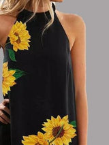 Sling Sweet Sunflower Print Dress - Mini Dresses - INS | Online Fashion Free Shipping Clothing, Dresses, Tops, Shoes - 10/06/2021 - Category_Mini Dresses - Color_Black